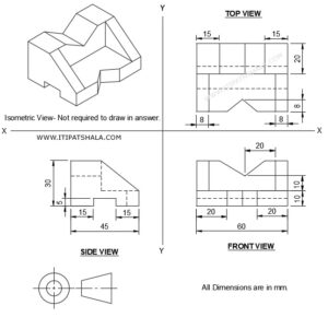 3rd Angle Projection of given object.