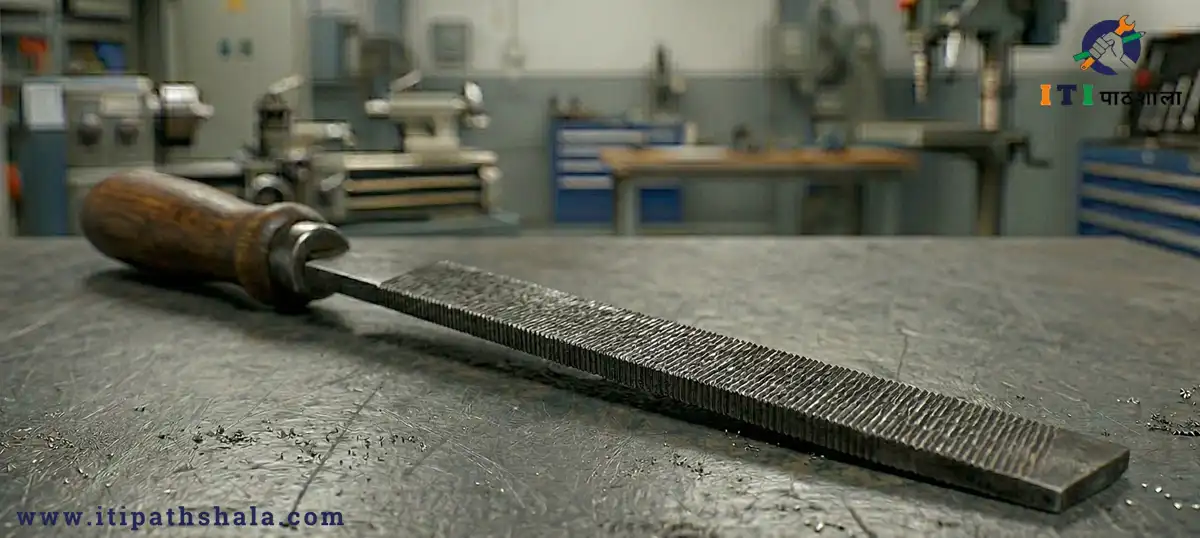 flat file tool used for smoothing and finishing metal surface in workshop