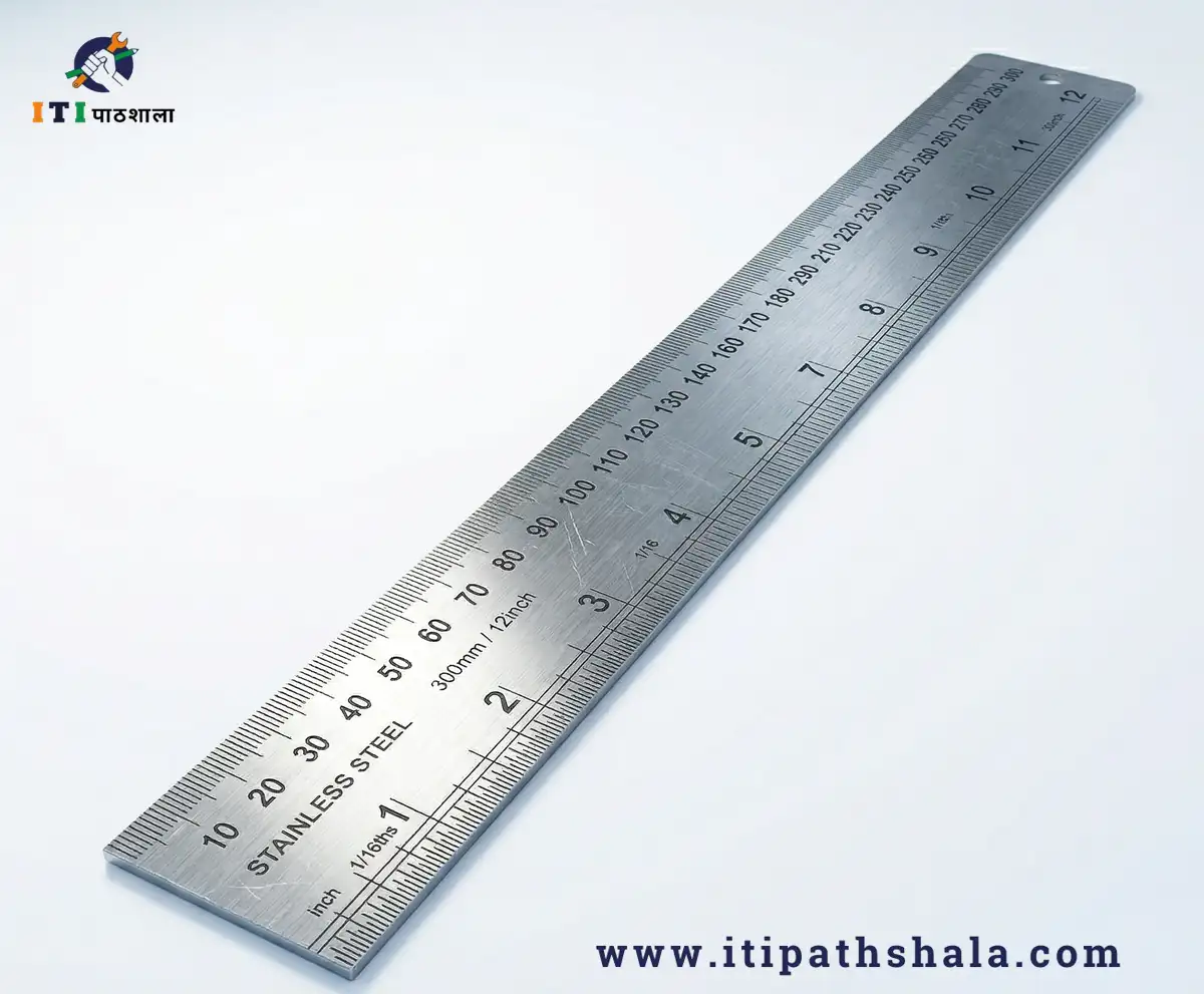 steel rule measuring tool used for linear measurement in workshop