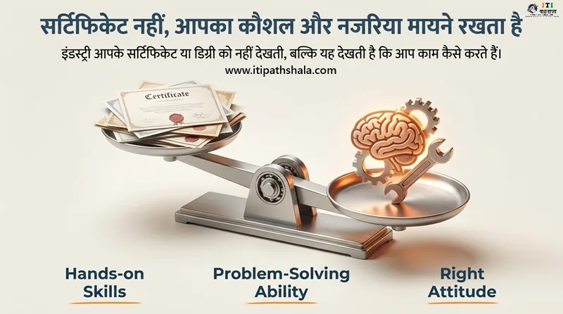 ITI technician using practical mechanical skills in workshop