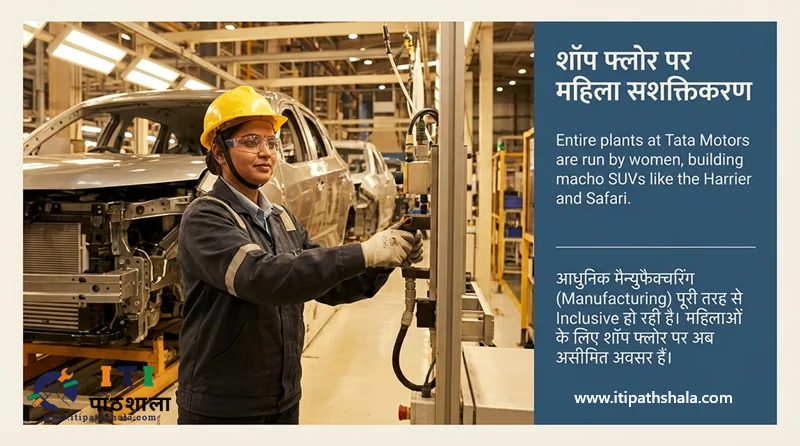women working in modern manufacturing industry
