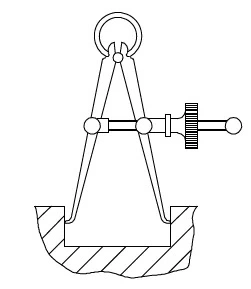 Inside caliper labeled sketch used for measuring internal dimensions