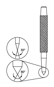 Prick punch sketch used for light marking on metal surface