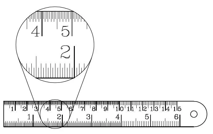 Steel rule free hand sketch showing parts used in workshop measuring tools