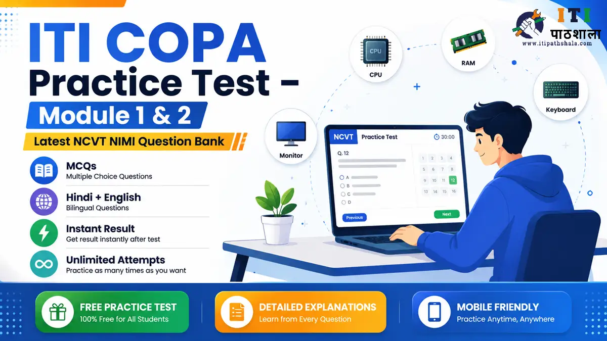 ITI COPA Practice Test 1 (Free) | Semester 1 Module 1 & 2 | MCQ Based on NCVT NIMI Question Bank 1 ITI COPA Practice Test Module 1 and Module 2 based on Latest NCVT NIMI Question Bank